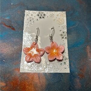 Elegant Pink Floral slingback  Earrings NWOT